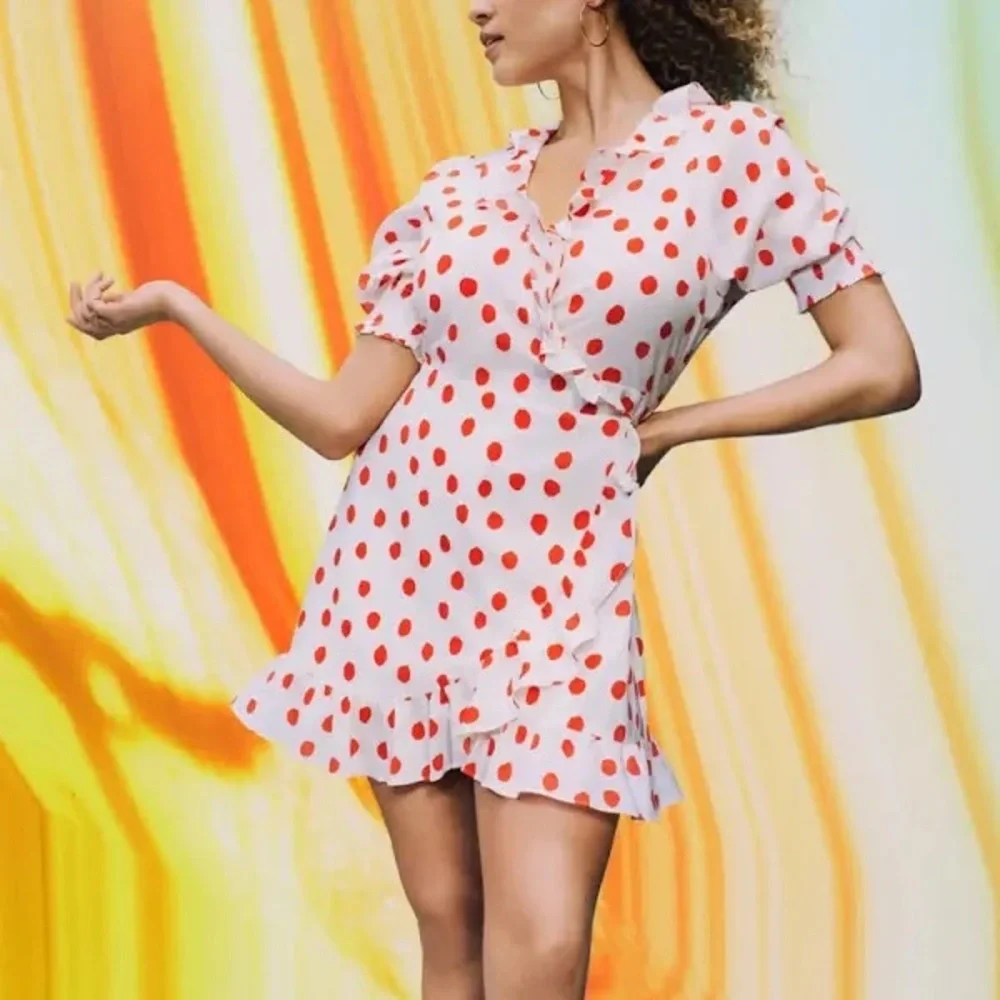 Rixo for Target Polka Dot Puff Sleeve Ruffle Wrap Dress NWT | size small